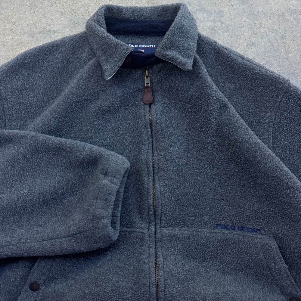 Vintage 90s Polo Ralph Lauren Polo Sport Fleece Jacket Gorpcore Grey Large k2